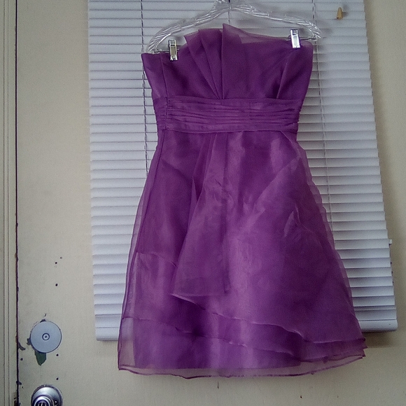 DAVID'S BRIDAL Elegant Purple Strapless Dress - Picture 2 of 7